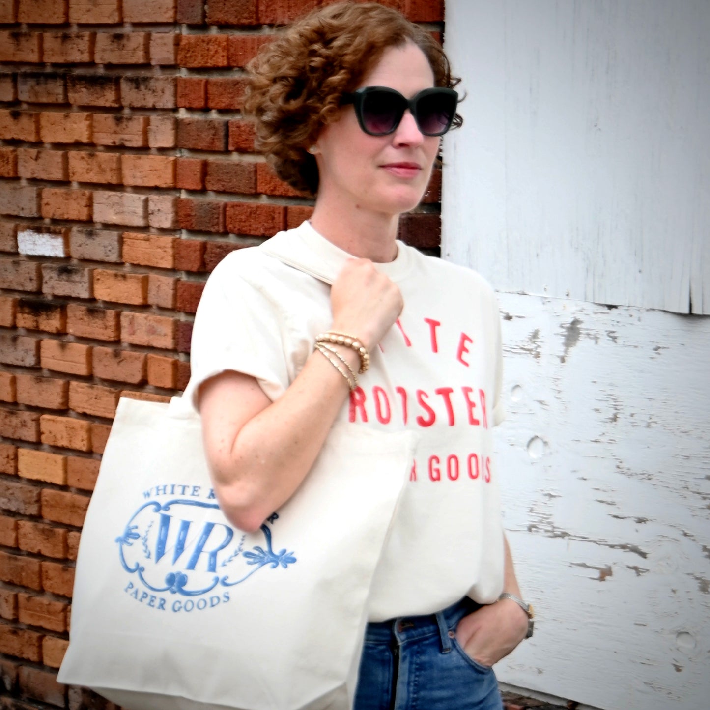 White Rooster Logo Tote