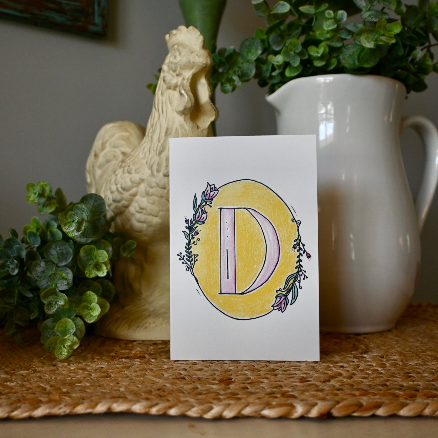 Pastel Monogram Collection -Individual Note Card