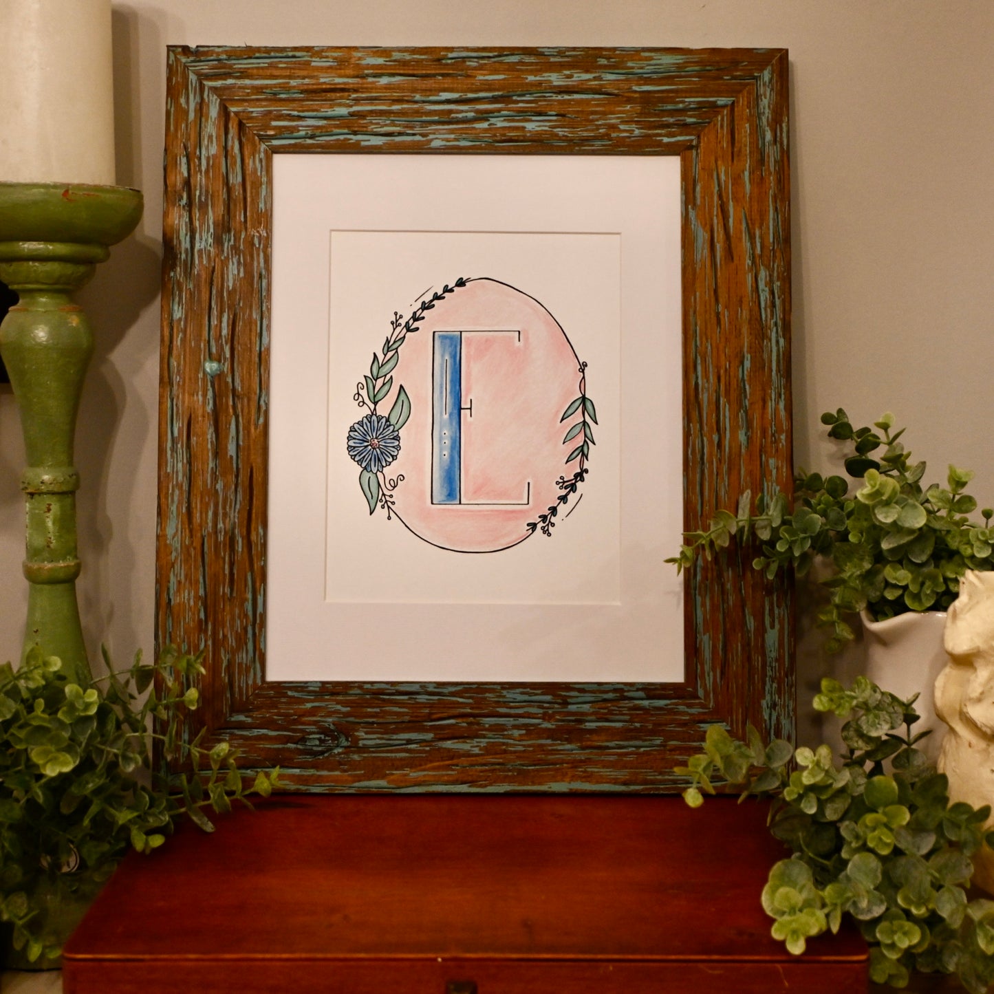 Pastel Monogram Collection -Individual Note Card