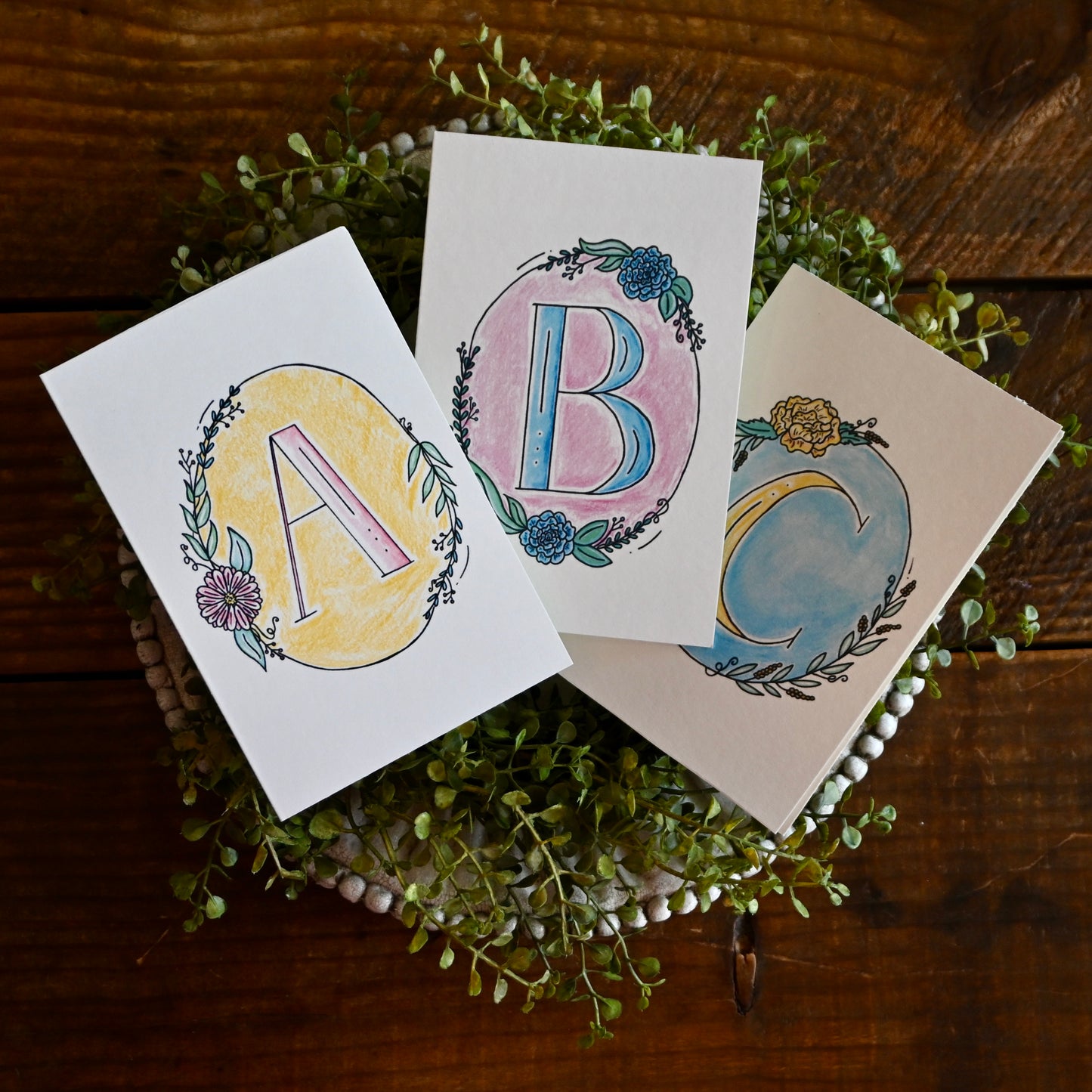 Pastel Monogram Collection -Individual Note Card
