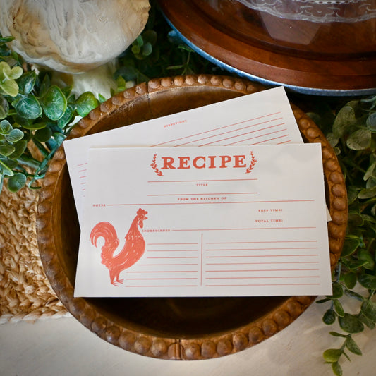 Rooster Recipe Card Set
