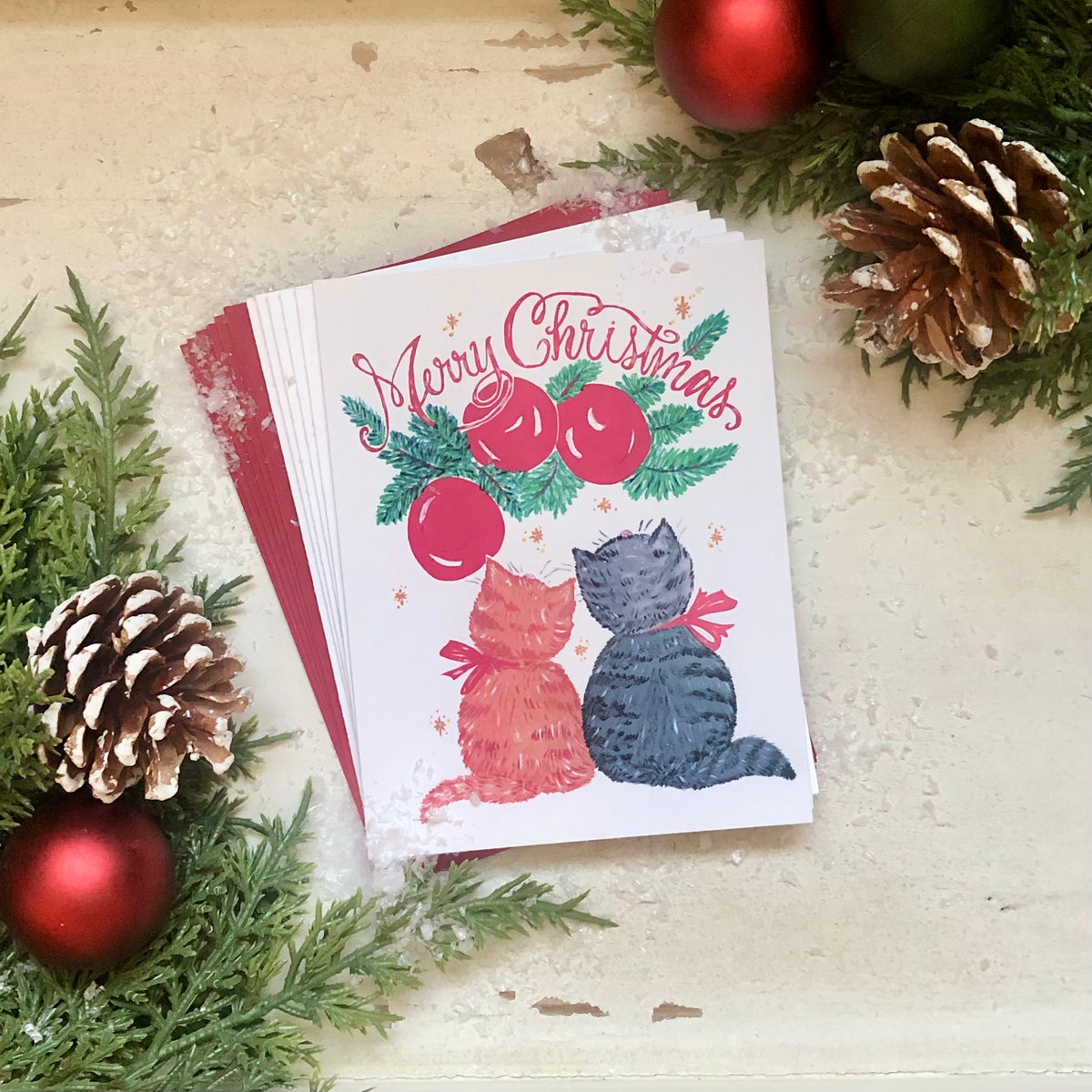 Christmas Kittens & Playful Pup Greeting Card Set