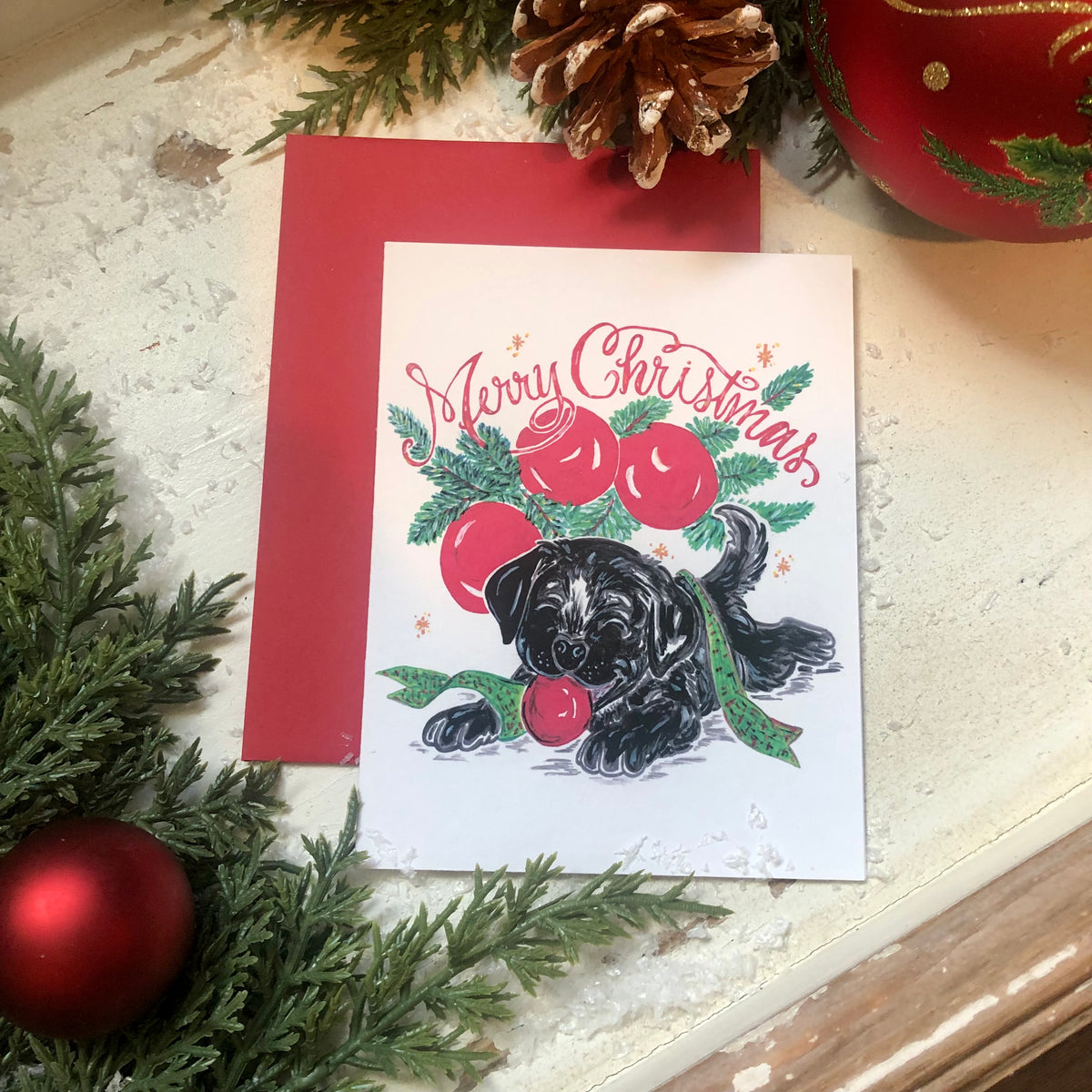 Playful Pup Christmas Greeting Cards