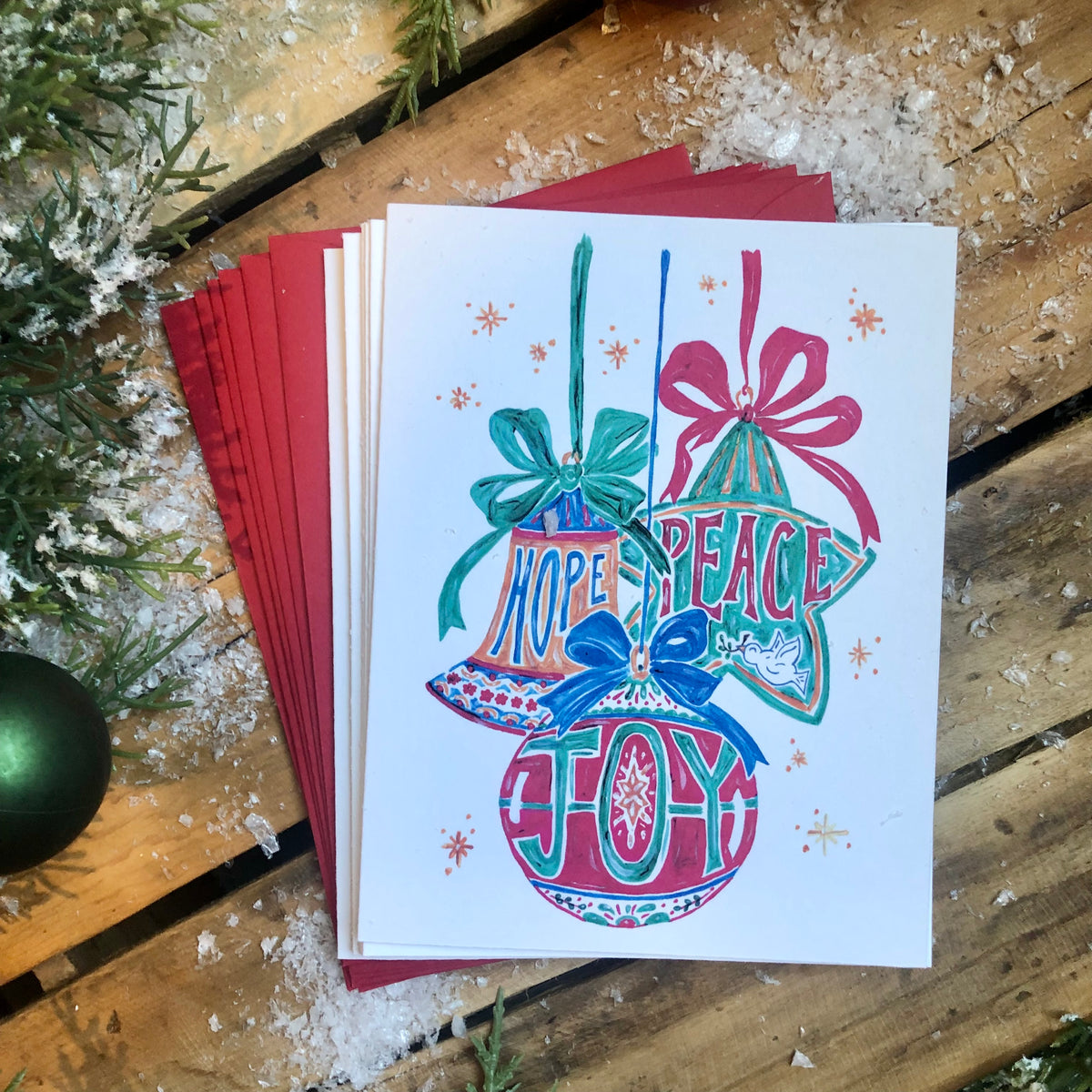Festive Ornaments, Art Print and Note Cards