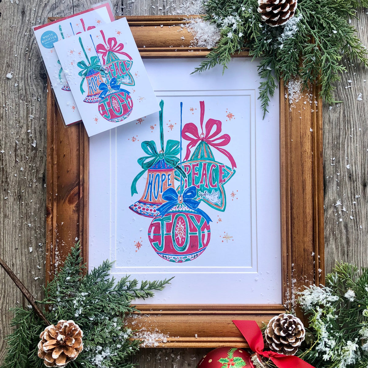 Festive Ornaments, Art Print and Note Cards