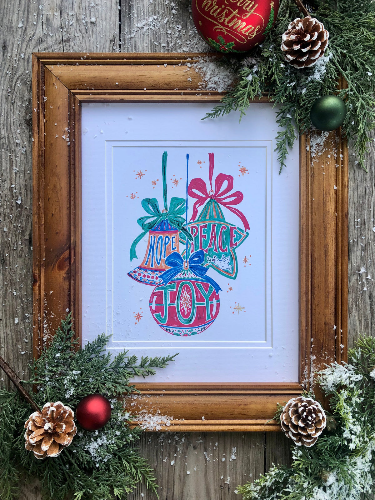 Festive Ornaments, Art Print and Note Cards