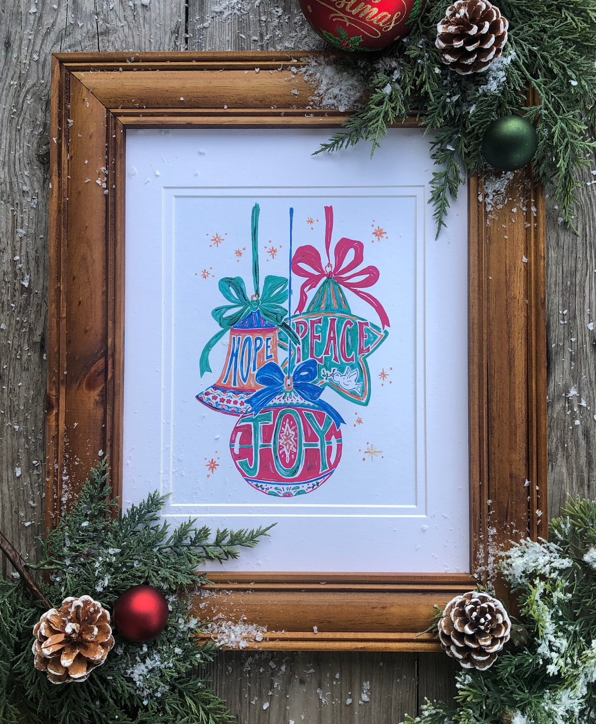 Festive Ornaments, Art Print and Note Cards