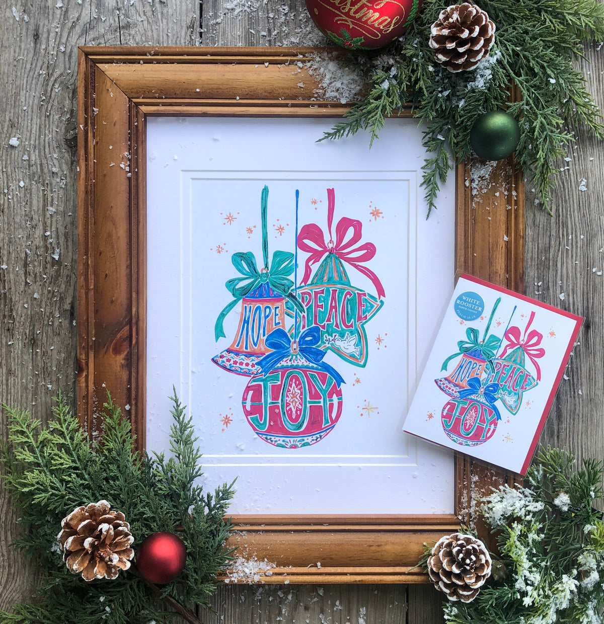 Festive Ornaments, Art Print and Note Cards